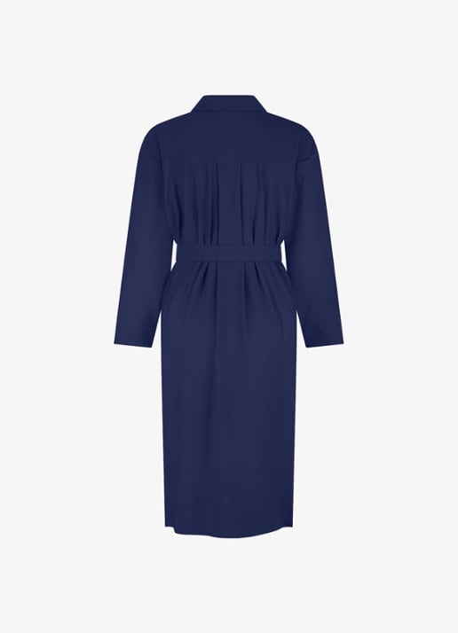 Studio Anneloes Louna midi blousejurk van travelstof - achterkant 2 donkerblauw