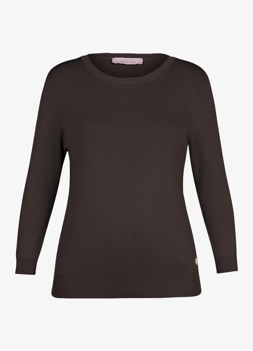 Studio Anneloes Luna fijngebreide pullover met ronde hals - voorkant bruin