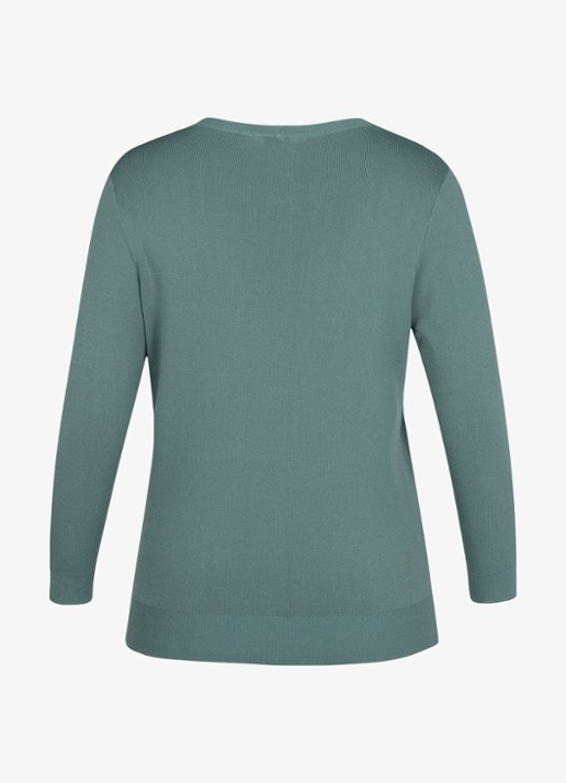 Studio Anneloes Luna fijngebreide pullover met ronde hals - detail 2 groen