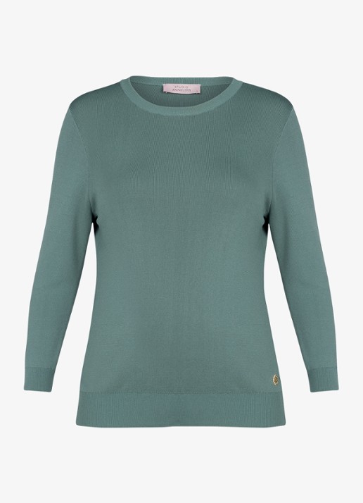 Studio Anneloes Luna fijngebreide pullover met ronde hals - voorkant 3 groen