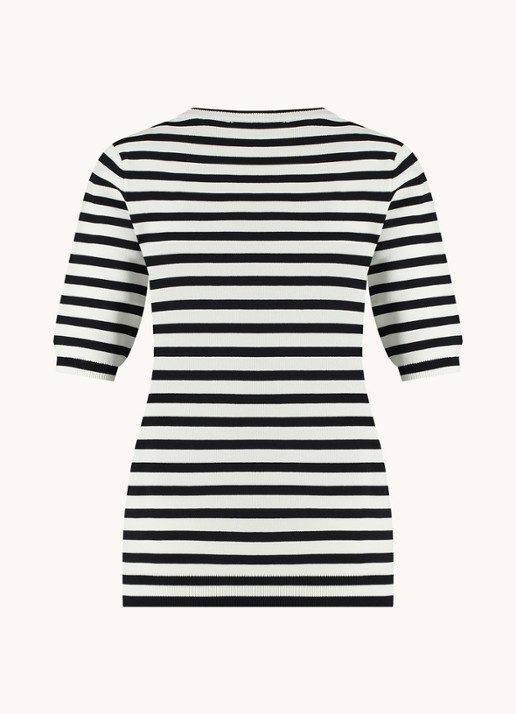 Studio Anneloes Luna fijngebreide pullover met streepprint - achterkant 3 donkerblauw