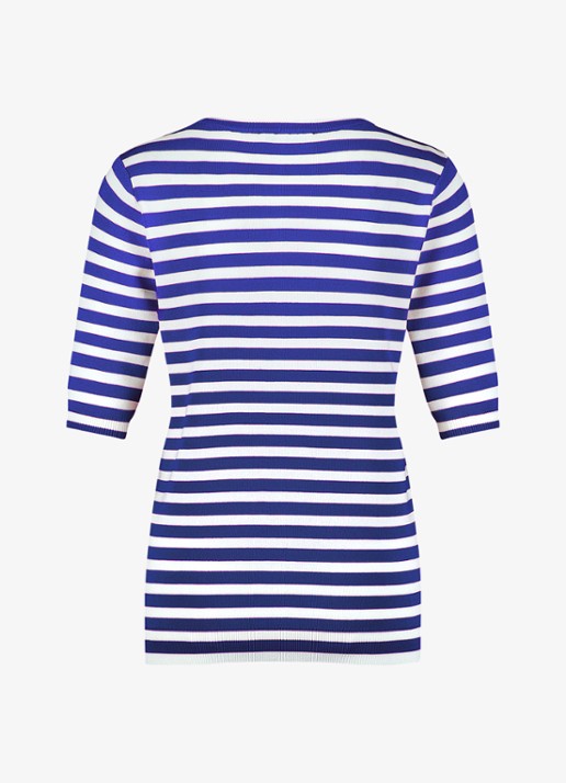 Studio Anneloes Luna fijngebreide pullover met streepprint - achterkant 4 blauw