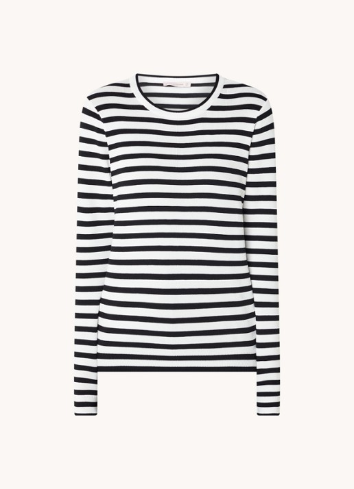 Studio Anneloes Luna fijngebreide pullover met streepprint  - voorkant gebroken wit