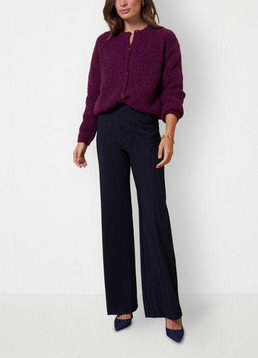 Studio Anneloes Luz high waist loose fit pantalon met steekzakken - voorkant 2 donkerblauw