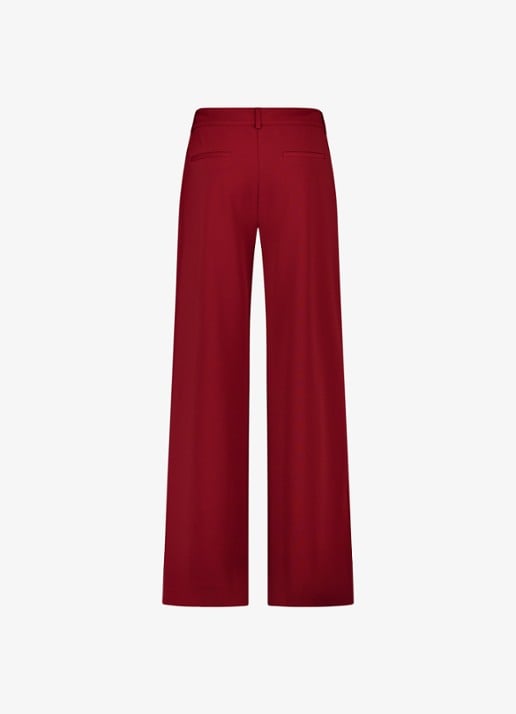 Studio Anneloes Luz mid waist wide fit pantalon met steekzakken - achterkant donkerrood
