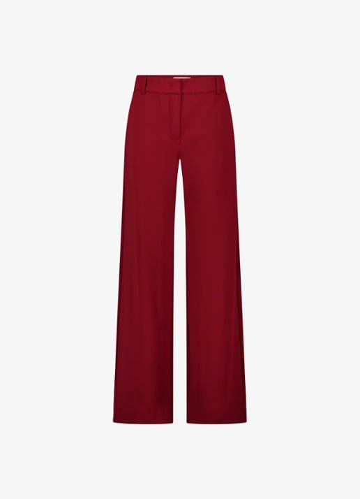 Studio Anneloes Luz mid waist wide fit pantalon met steekzakken - voorkant 4 donkerrood