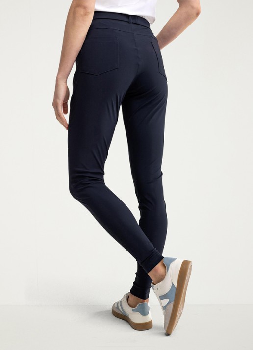 Studio Anneloes Margot high waist skinny fit broek met steekzakken - achterkant donkerblauw