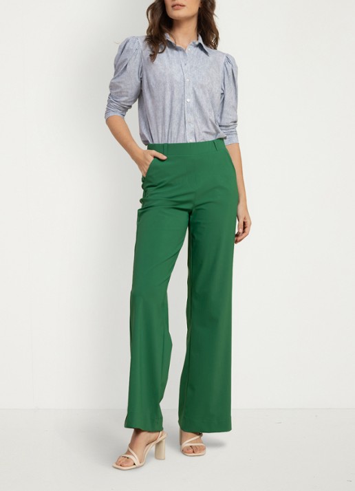 Studio Anneloes Marilon high waist loose fit pantalon met steekzakken - voorkant 3 groen