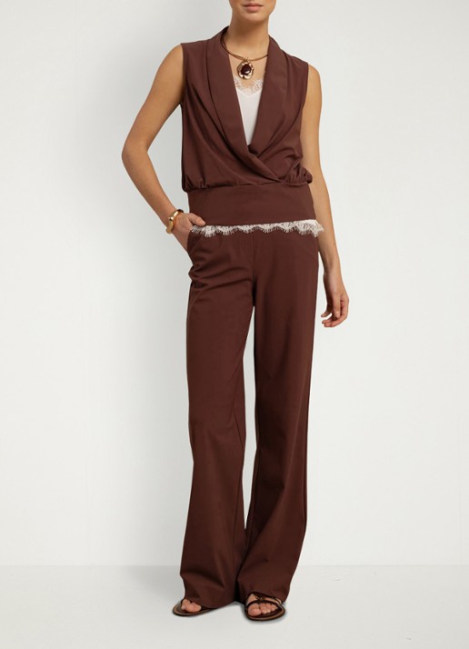 Studio Anneloes Marilon high waist loose fit pantalon met steekzakken - voorkant 5 bordeauxrood