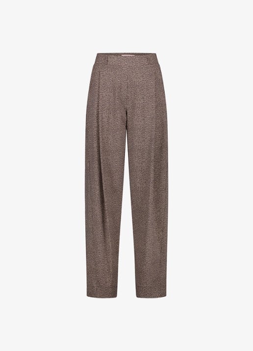 Studio Anneloes Marlonneke high waist loose fit pantalon met steekzakken - voorkant 2 taupe