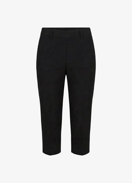 Studio Anneloes Mid waist straight fit capri broek - voorkant 4 zwart