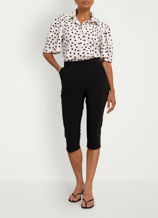 Studio Anneloes Mid waist straight fit capri broek - voorkant 5 zwart