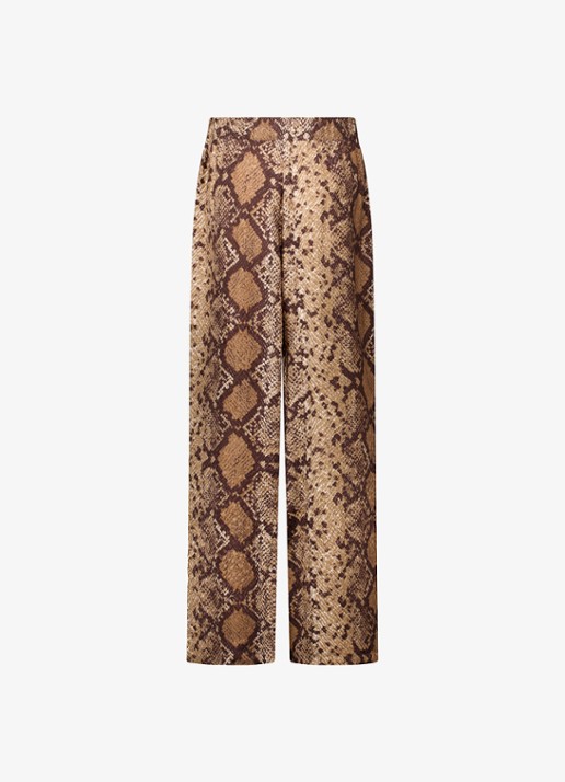 Studio Anneloes Mienke high waist wide fit pantalon met slangenprint - achterkant 3 bruin
