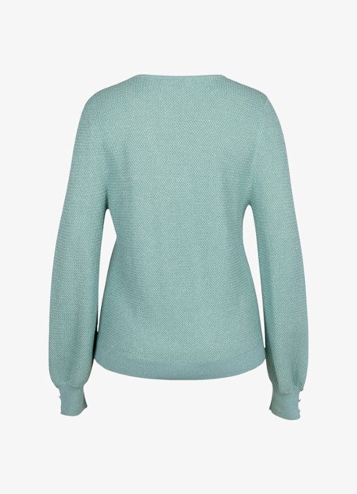 Studio Anneloes Nika grofgebreide pullover met v-hals - detail 5 groen