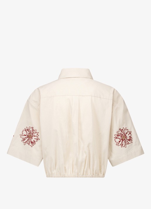Studio Anneloes Noleste cropped blouse met borduring - detail 5 wit