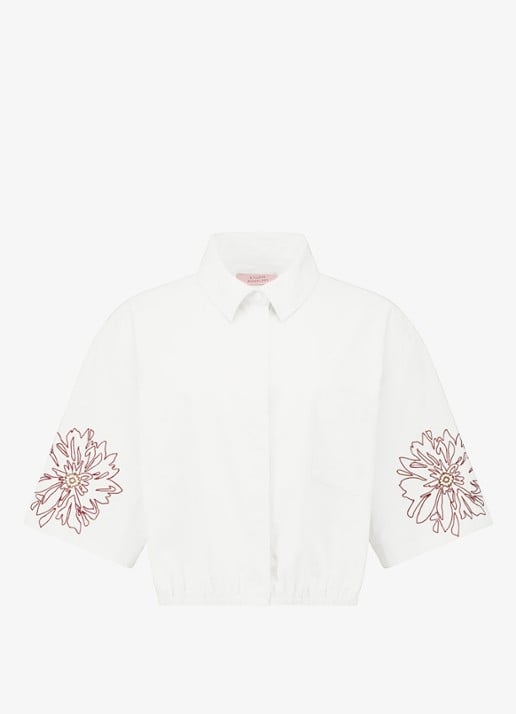 Studio Anneloes Noleste cropped blouse met borduring - voorkant wit