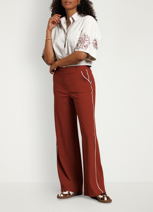 Studio Anneloes Noleste cropped blouse met borduring - voorkant 2 wit