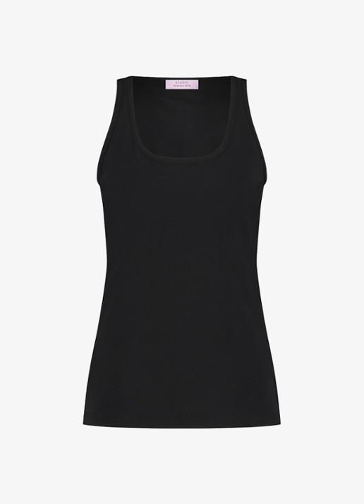 Studio Anneloes Nova tanktop met ronde hals - voorkant zwart