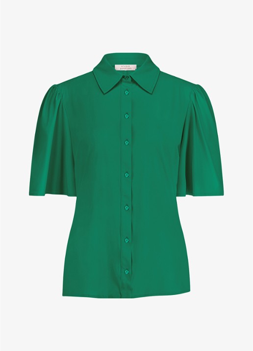 Studio Anneloes Poppy blouse met kraag - voorkant groen