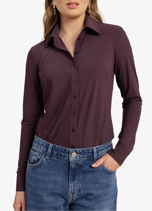 Studio Anneloes Poppy blouse met stretch - detail 4 aubergine