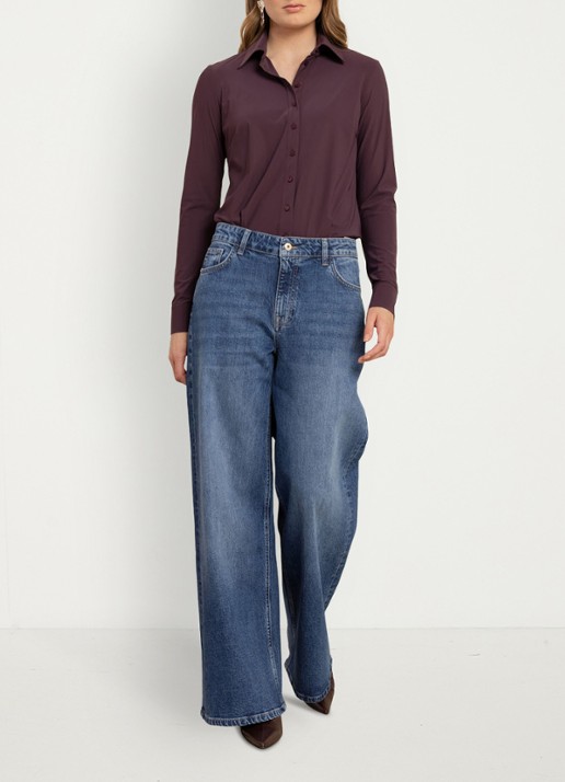 Studio Anneloes Poppy blouse met stretch - voorkant 3 aubergine