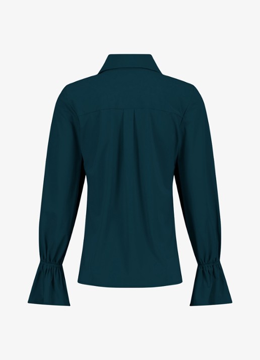 Studio Anneloes Raye blouse met trompetmouw - achterkant petrol