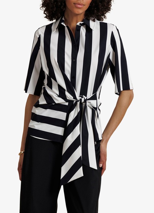 Studio Anneloes Reda stripe butterfly blouse met gestrikt detail en streepprint