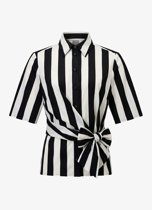 Studio Anneloes Reda stripe butterfly blouse met gestrikt detail en streepprint - voorkant 2 multicolor