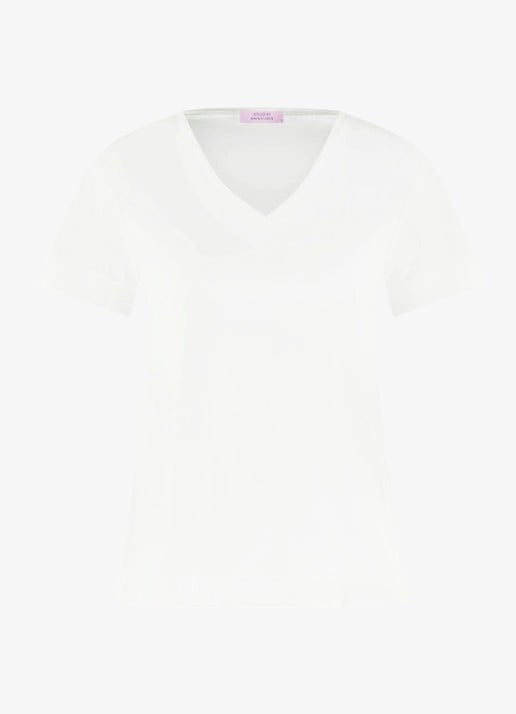 Studio Anneloes Roller T-shirt met V-hals - voorkant 5 wit