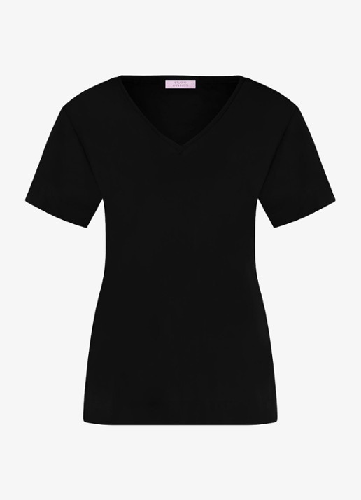 Studio Anneloes Roller T-shirt met V-hals - voorkant 2 zwart