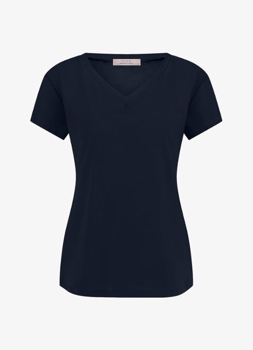 Studio Anneloes Roller T-shirt met V-hals - voorkant 3 donkerblauw