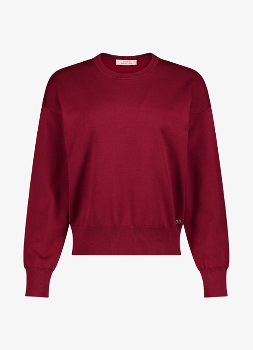Studio Anneloes Ruth fijngebreide pullover met ronde hals - voorkant 3 cranberryrood