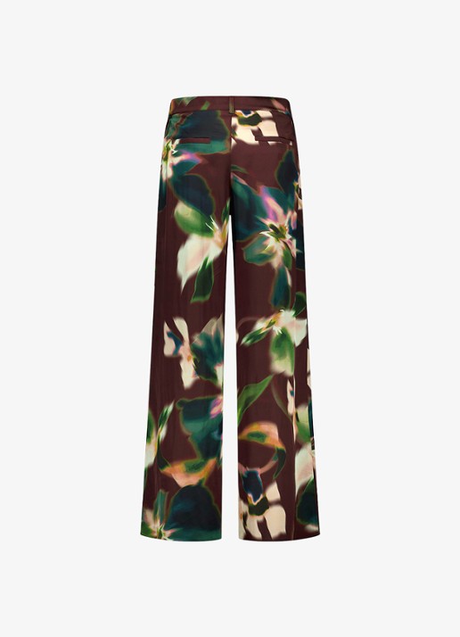 Studio Anneloes Sien loose fit pantalon met print  - detail 2 donkerbruin