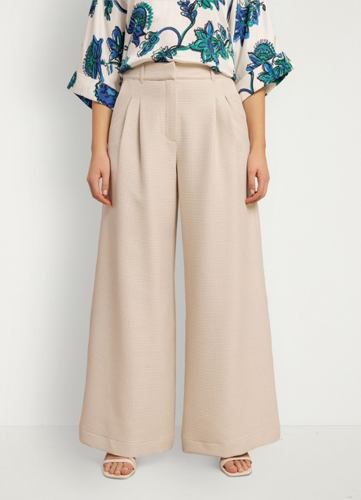 Studio Anneloes Sky high waist wide fit pantalon met structuur