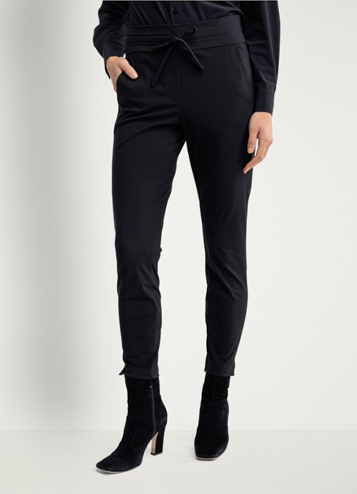 Studio Anneloes Startup high waist cropped slim fit broek met trekkoord