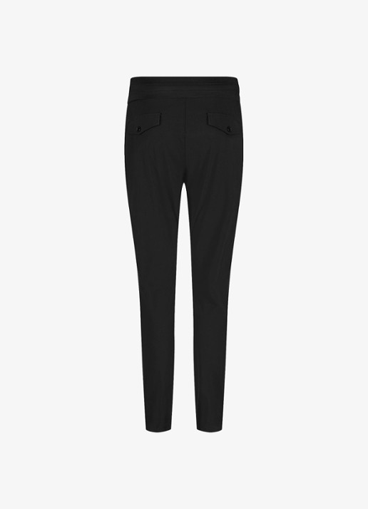 Studio Anneloes Startup high waist cropped slim fit broek met trekkoord - detail 5 zwart