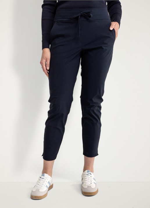 Studio Anneloes Startup high waist cropped slim fit broek met trekkoord