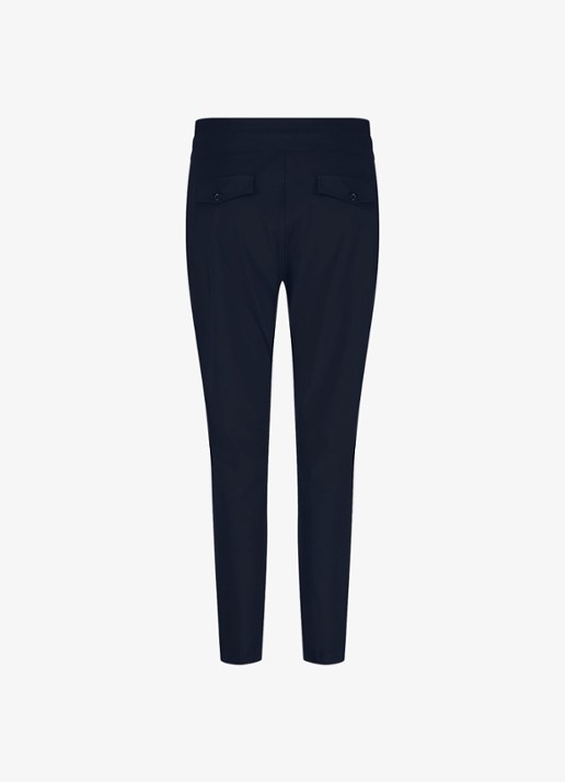 Studio Anneloes Startup high waist cropped slim fit broek met trekkoord - detail 3 donkerblauw