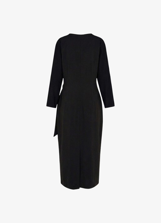 Studio Anneloes Stella midi jurk met ceintuur en V-hals - achterkant 7 zwart