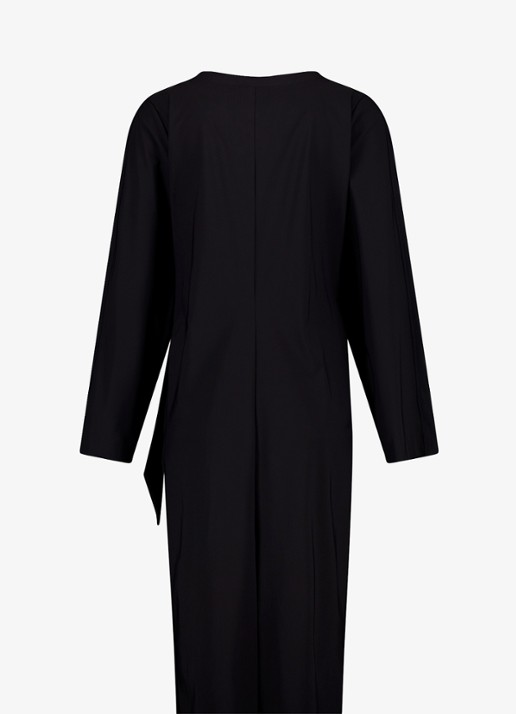 Studio Anneloes Stella midi jurk met ceintuur en V-hals - detail 5 zwart