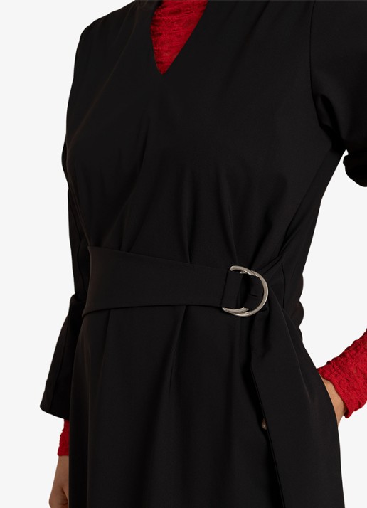 Studio Anneloes Stella midi jurk met V-hals - detail 4 zwart