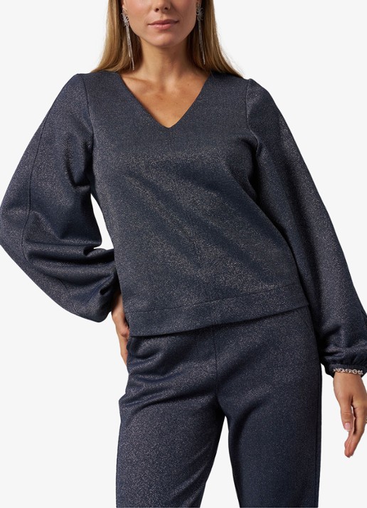 Studio Anneloes Sweater met V-hals en lurex