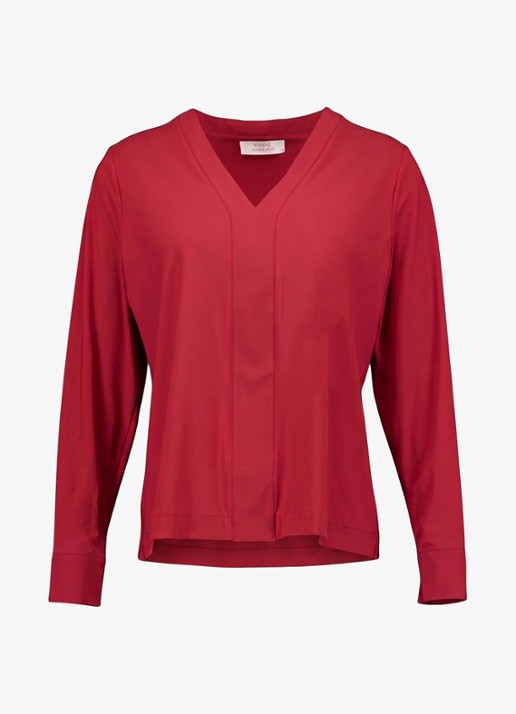 Studio Anneloes Ulla top met V-hals - voorkant 4 koraalrood