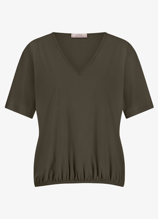 Studio Anneloes Vicky T-shirt met V-hals - voorkant 2 donkergroen