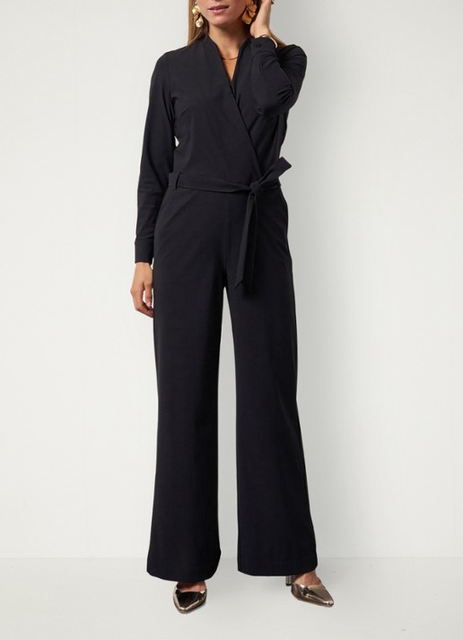 Studio Anneloes Wide fit jumpsuit met strikceintuur - detail 3 zwart