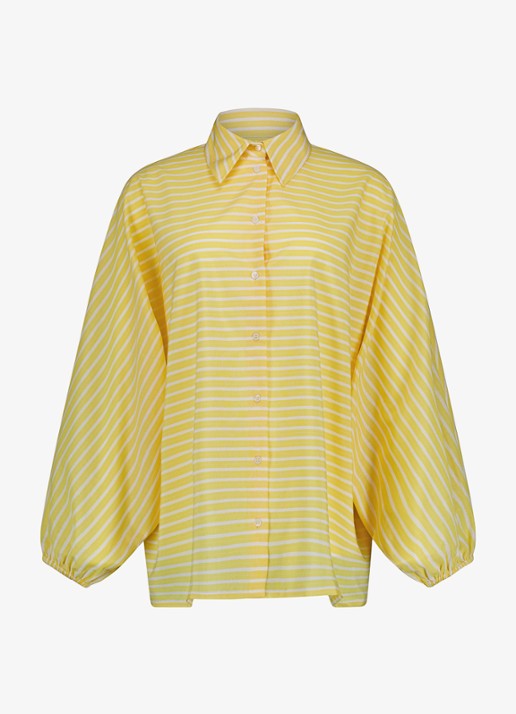 Studio Anneloes Yuki blouse met streepprint en ballonmouw - voorkant 4 geel