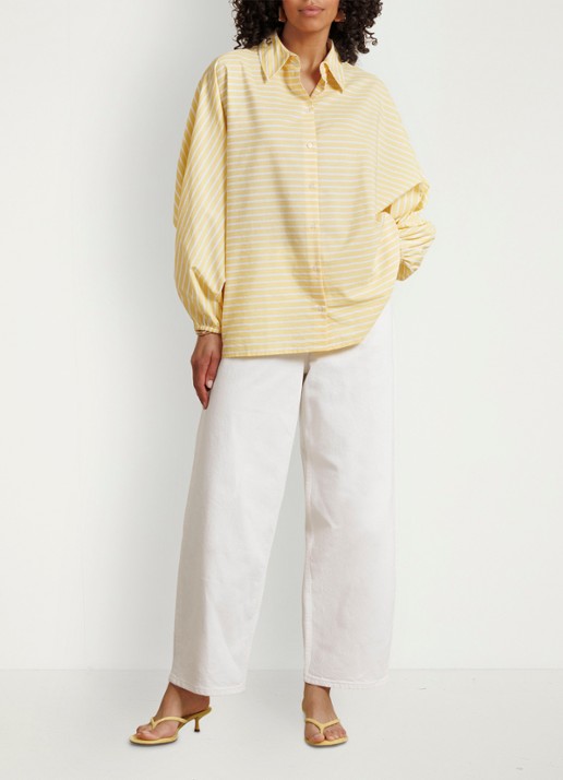 Studio Anneloes Yuki blouse met streepprint en ballonmouw - voorkant 5 geel