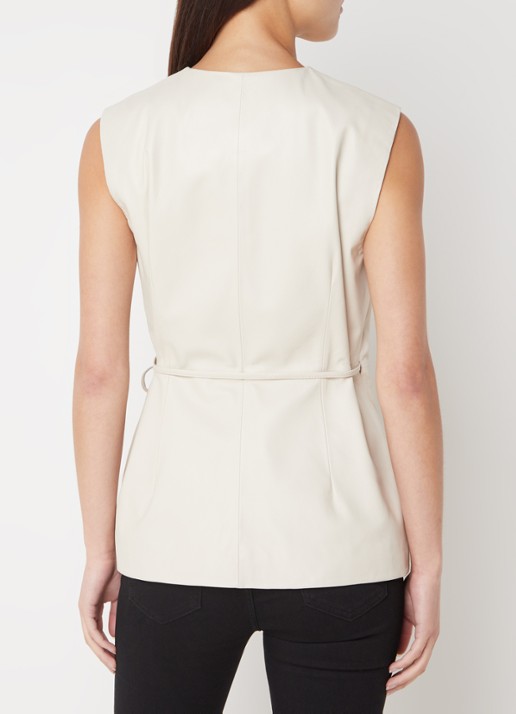 STUDIO AR Belleza gilet van schapenleer met strikceintuur - achterkant bruin