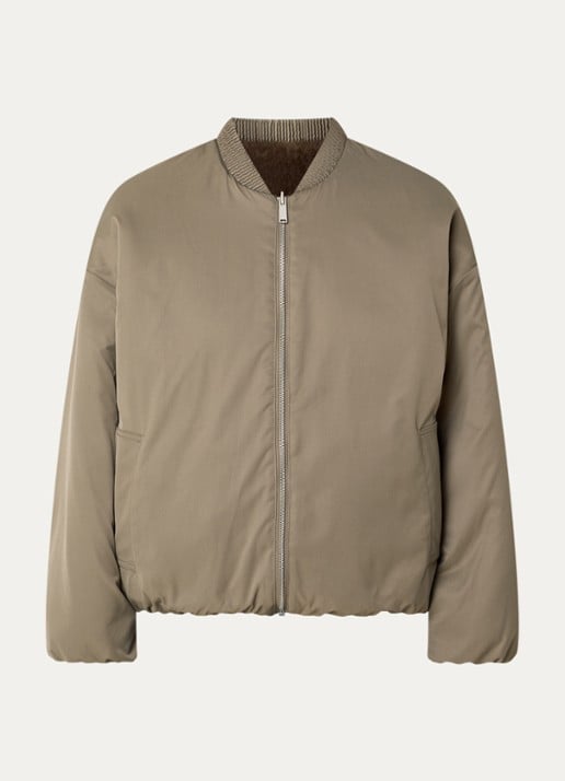 STUDIO AR Etta reversible bomberjack van imitatiebont met steekzakken - voorkant khaki