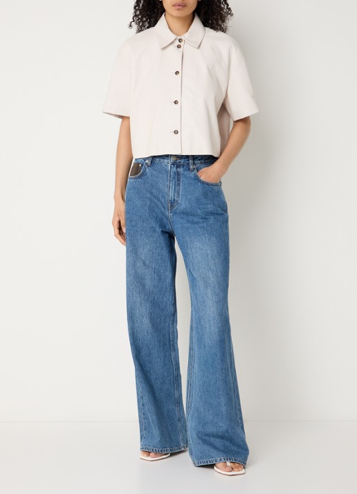 STUDIO AR Eveline blouse van schapenleer - voorkant 3 grijs
